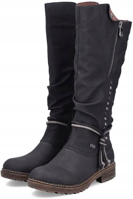 RIEKER DAMSKIE KOZAKI WYSOKIE CZARNE CASUAL 41 1J8A