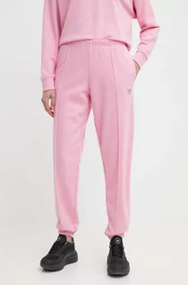 Spodnie damskie - Guess spodnie dresowe SKYLAR kolor różowy gładkie V4GB09 K8802 - grafika 1