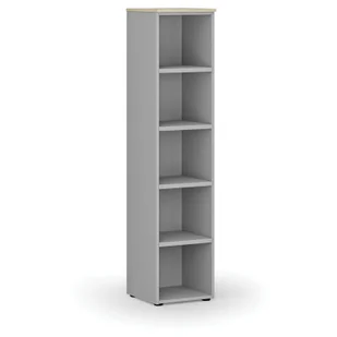 Regał biurowy PRIMO GRAY, 1781 x 400 x 420 mm, szary/dąb naturalny - Regały biurowe - miniaturka - grafika 1