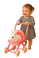 Zabawki interaktywne dla dzieci - Interaktywne Zwierzątko Królik Rusza Uszkami Króliczek + Wózek Róż Lk013a - miniaturka - grafika 1