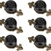 Zawiasy, okucia i inne akcesoria - Zestaw 6 okrągłych gałek do drzwi w stylu retro, ze śrubami, do szafek, biurek, stolików nocnych, regałów, mebli, miedzianych i czarnych - miniaturka - grafika 1