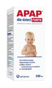 USP ZDROWIE Apap dla dzieci FORTE 40 mg/ml zawiesina 150 ml |  OD 199 PLN! - Przeziębienie i grypa - miniaturka - grafika 1