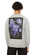 Bluzy męskie - Trendyol Męska bluza z okrągłym dekoltem, zwykła, szara, XL, Szary, XL - miniaturka - grafika 1