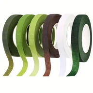 Rękodzieło - TEMU 6 Sztuk Taśma do Kwiatów, Zielona, Czerwono-Brązowa i Biała Samoprzylepna Taśma do Projektów DIY, Taśma z Teksturą Krepową do Pakowania Bukietów - miniaturka - grafika 1