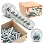 Śruby i nakrętki - Śruba imbusowa M4x25 z łbem walcowym DIN912 kl. 8.8 ampulowa ocynk 50szt - miniaturka - grafika 1