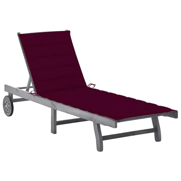 Leżak ogrodowy z litego drewna akacjowego, szary, 200x59/63x30/62/76/85 cm
