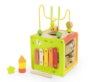 Zabawki interaktywne dla dzieci - Viga 44716 Kostka edukacyjna 5w1 z labiryntami i cymbałkami - miniaturka - grafika 1