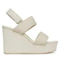 Sandały damskie - Sandały Calvin Klein Jeans Wedge Sandal Webbing In YW0YW01790 Szary - miniaturka - grafika 1