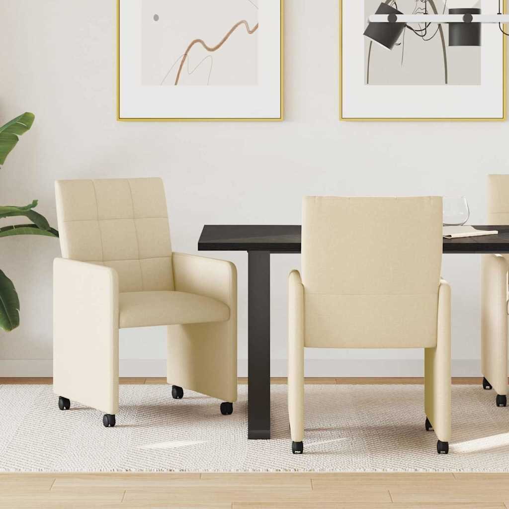 vidaXL vidaXL Krzesełka jadalne na kółkach 2 pcs Kremowy 58 x 65 x 94 cm