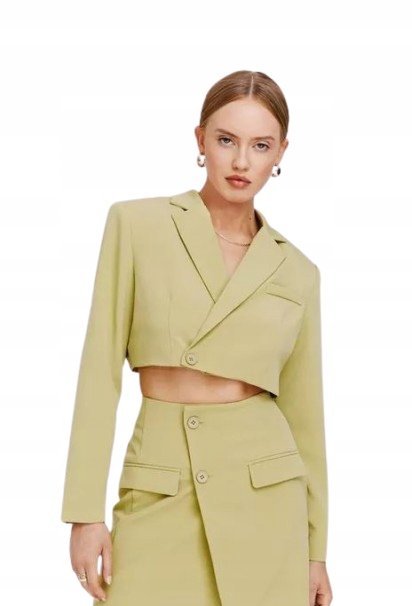 NASTY GAL MARYNARKA DAMSKA ZIELONA GUZIKI 40 1YFC