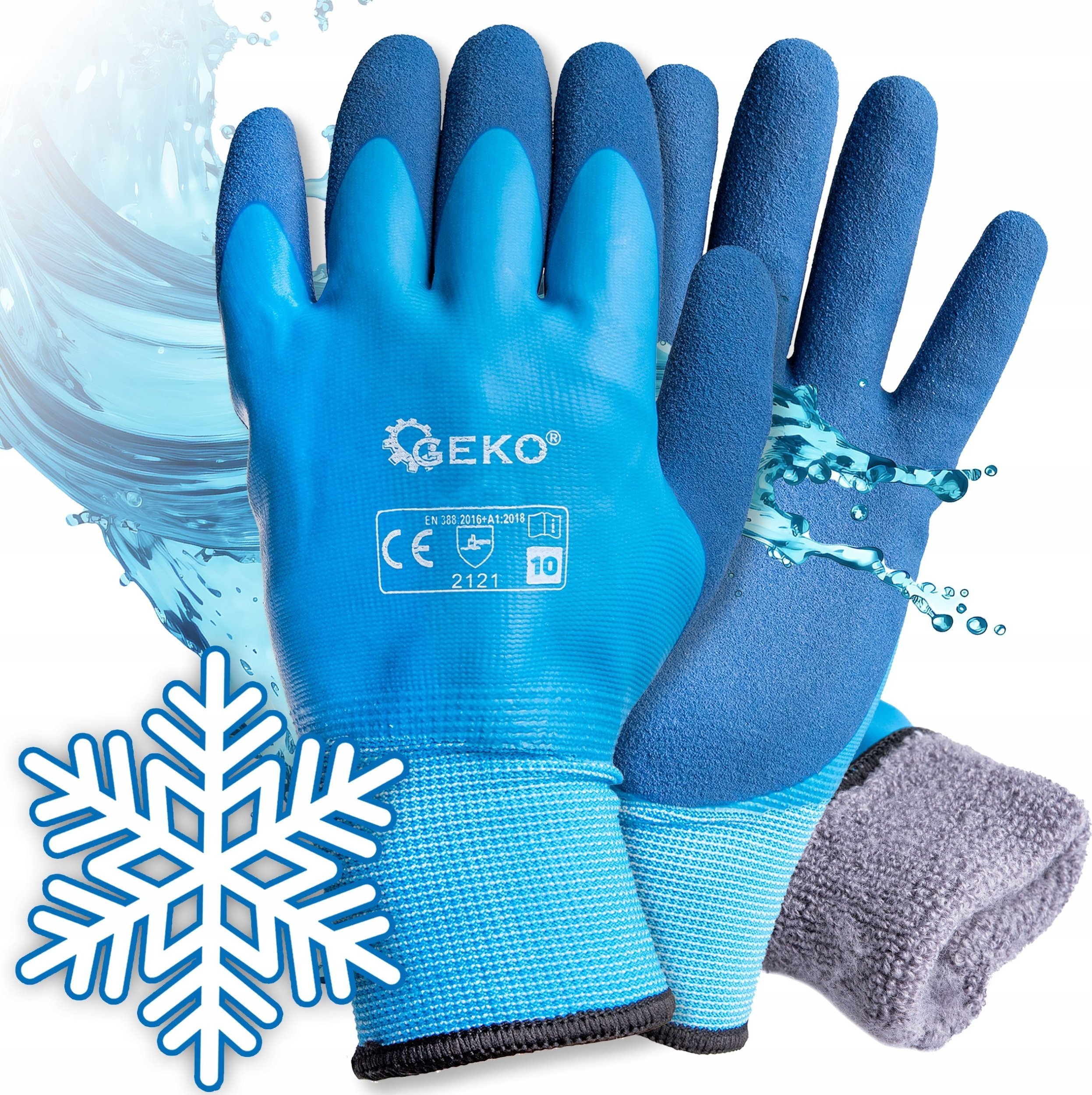 Geko Rękawice robocze wodoodporne ocieplane zimowe r. 10 /bawełna – lateks/ 12/120