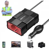 Inwertery, falowniki - Przetwornica samochodowa falownik napięcia 300 W Bestek 2 porty Usb - miniaturka - grafika 1