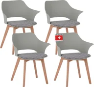 Krzesła - Zestaw 4 krzeseł do jadalni ALBATROS AALBORG, zielony - nogi z litego drewna bukowego, skandynawski design retro, wygodne krzesło muszelkowe - eleganckie krzesło kuchenne, krzesło do jadalni do stołu jadalnego - miniaturka - grafika 1