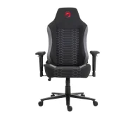 Fotele gamingowe - Marvo Kahn Gray Gamingowy do 150kg Tkanina Czarno-szary - miniaturka - grafika 1