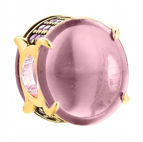 Złoty Charms Różowy Kamień Minerał Kamyk Cyrkonie SREBRO 925