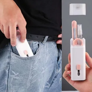 Czyścik Wielofunkcyjny zestaw czyszczący do słuchawek airpods klawiatur 7w1 Różowo-biały - Części i akcesoria do laptopów - miniaturka - grafika 6