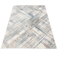 Dywany - Szaro-niebieski dywan w nieregularną przecieraną kratkę L5-A98 - miniaturka - grafika 1