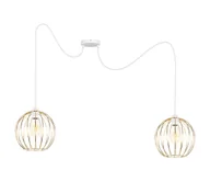 Lampy sufitowe - Żyrandol na lince MATT 2xE27/60W/230V biały/złoty - miniaturka - grafika 1