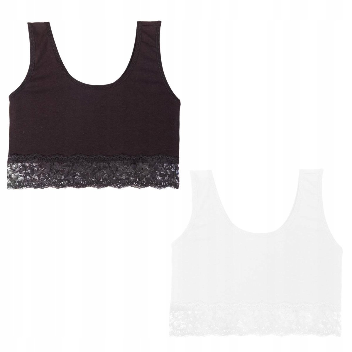 Top Biustonosz Dziewczęcy Bawełniany Koronka Gładkie 2 szt Zestaw MORAJ 128