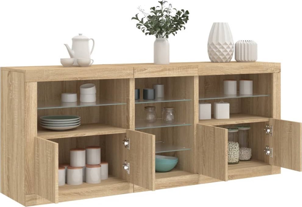 vidaXL Szafka z oświetleniem LED, dąb sonoma, 162x37x67 cm