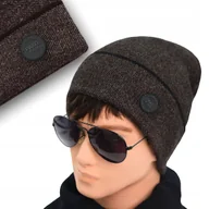 Czapki męskie - CZAPKA męska ZIMOWA na Mrozy Elastyczna Beanie BRĄZOWA Pako Jeans - miniaturka - grafika 1