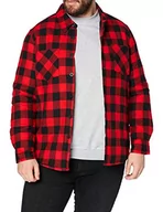 Kurtki męskie - Urban Classics Męska kurtka koszulowa, kurtka przejściowa w stylu flanelowej koszuli, z podszewką, kurtka Lumber o wyglądzie drwala, rozmiar S do 5XL, czarny/czerwony, M - miniaturka - grafika 1