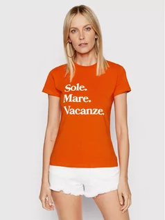 Koszulki i topy damskie - Drivemebikini T-Shirt Sole Mare Vacanze 2022-DRV-024_HR Pomarańczowy Fitted Fit - grafika 1