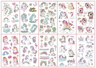 Zabawki kreatywne - TATUAŻE ZMYWALNE KALKOMANIE DLA DZIECI 10 ARKUSZY JEDNOROŻEC - miniaturka - grafika 1