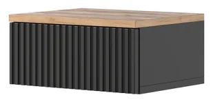 Lamelowa szafka nocna ścienna czarny + dąb craft N6-K03 - Szafki nocne Lamelowa szafka nocna ścienna czarny + dąb craft N6-K03 - Szafki nocne - miniaturka - grafika 1