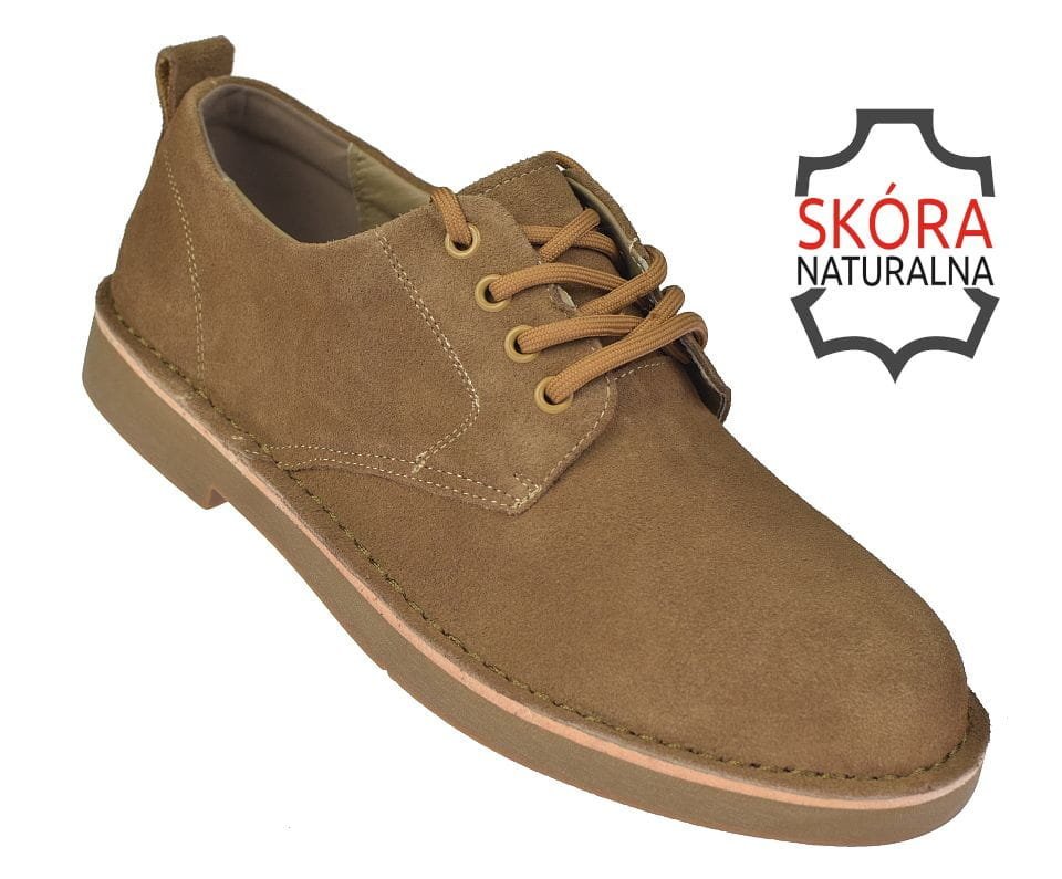 Półbuty skórzane męskie zamszowe JK/P-4-601 camel roz. 44