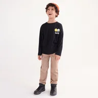Bluzki dla chłopców - Reserved - Longsleeve oversize SmileyWorld® - czarny - miniaturka - grafika 1