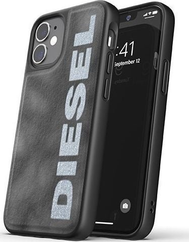 Diesel DIESEL MOULDED CASE BLEACHED DENIM IPHONE 12 MINI SZARY/BIAŁY standard
