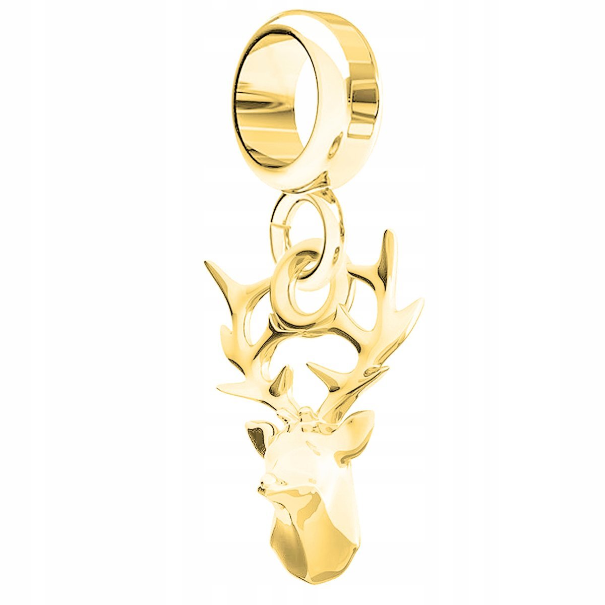 Charms Złoty z Jeleniem Rogami Poroże Zwierzę Jeleń Rogi SREBRO 925