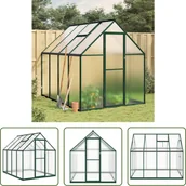 Szklarnie ogrodowe - The Living Store Szklarnia z ramą fundamentową Zielona 224x169x195 cm Aluminimum - miniaturka - grafika 1