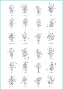 Tatuaże tymczasowe zmywalne horoscope tattoo flowers, arkusz A4 - Zabawki kreatywne - miniaturka - grafika 1