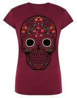 Koszulki i topy damskie - T-Shirt damski kolorowy nadruk CZASZKA r.L - miniaturka - grafika 1