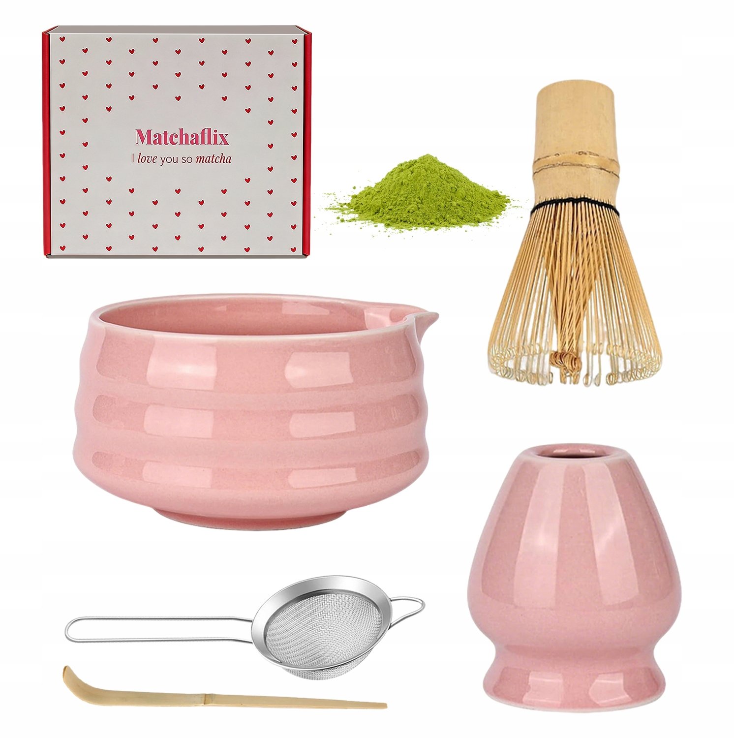 Bambusowy Zestaw Do Robienia Matchy Trzepaczka Łyżka Przesiewacz Matcha 5EL