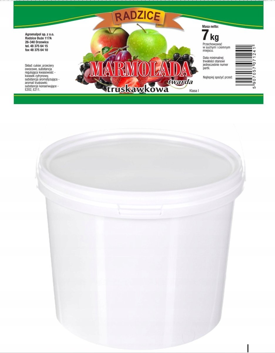 Marmolada truskawkowa TWARDA BRIX 61 wiadro 7 kg Przetwórnia Radzice