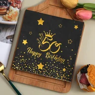 Inne - TEMU 20 szt. Premium Serwetki z Tłoczeniem na Gorąco, 13x13 Cali - Idealne na Przyjęcia z Okazji 50. Urodzin & Codzienne Użytkowanie w Restauracjach, - miniaturka - grafika 1
