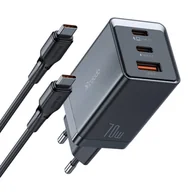 Ładowarki do telefonów - Ładowarka sieciowa GaN Mcdodo CH-1543, 2x USB-C, 1x USB, 67W + kabel USB-C do USB-C 2m (czarna) - miniaturka - grafika 1