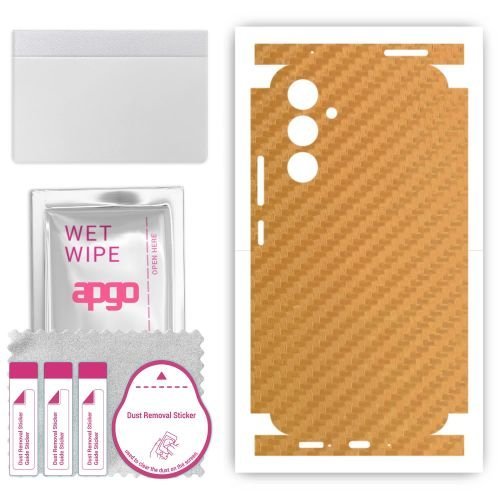 folia naklejka skórka strukturalna na TYŁ+BOKI do Samsung Galaxy A54 - Carbon Złoty - apgo SKINS