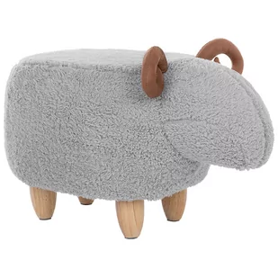 Beliani Pufa zwierzak szara LAMB - Taborety i hokery - miniaturka - grafika 1