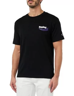 Koszulki męskie - Replay T-shirt męski Relaxed Fit, 098 BLACK, M - grafika 1