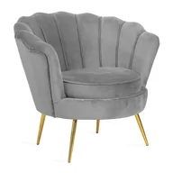 Fotele - Fotel SHELLY welurowy szary 82x74x76 cm GLAMOUR - miniaturka - grafika 1