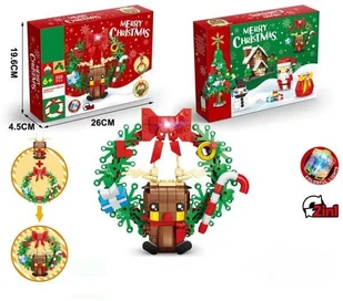 Świąteczny Zestaw Klocków 2w1 – Wieniec z Reniferem - 220 el. - Klocki - miniaturka - grafika 1