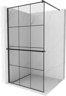 Ścianki i drzwi prysznicowe - Mexen Kioto+ ścianka prysznicowa z półką Walk-in 120 x 200 cm, czarny wzór, czarna - 800-120-121-70-77 - miniaturka - grafika 1