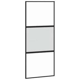 Drzwi przesuwne, czarne, 90x205 cm, szkło hartowane, aluminium 8721012120365 - Drzwi wewnętrzne - miniaturka - grafika 3