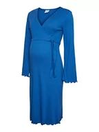 Sukienki ciążowe - MAMALICIOUS Damska sukienka MLSAGA TESS 7/8 JRS UK Dress 2F A. Sukienka, Strong Blue, XL, niebieski (Strong Blue), XL - miniaturka - grafika 1