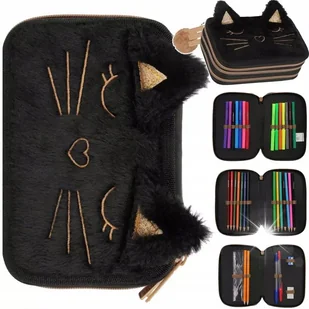 PIÓRNIK TRZYKOMOROWY Z WYPOSAŻENIEM DLA DZIEWCZYNKI CZARNY PLUSZOWY KOT - Piórniki PIÓRNIK TRZYKOMOROWY Z WYPOSAŻENIEM DLA DZIEWCZYNKI CZARNY PLUSZOWY KOT - Piórniki - miniaturka - grafika 1