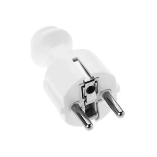 Elgotech Wtyczka prosta z uziemieniem WT-30 BIAŁA EWT30 - Kostki, złączki, wtyczki - miniaturka - grafika 1